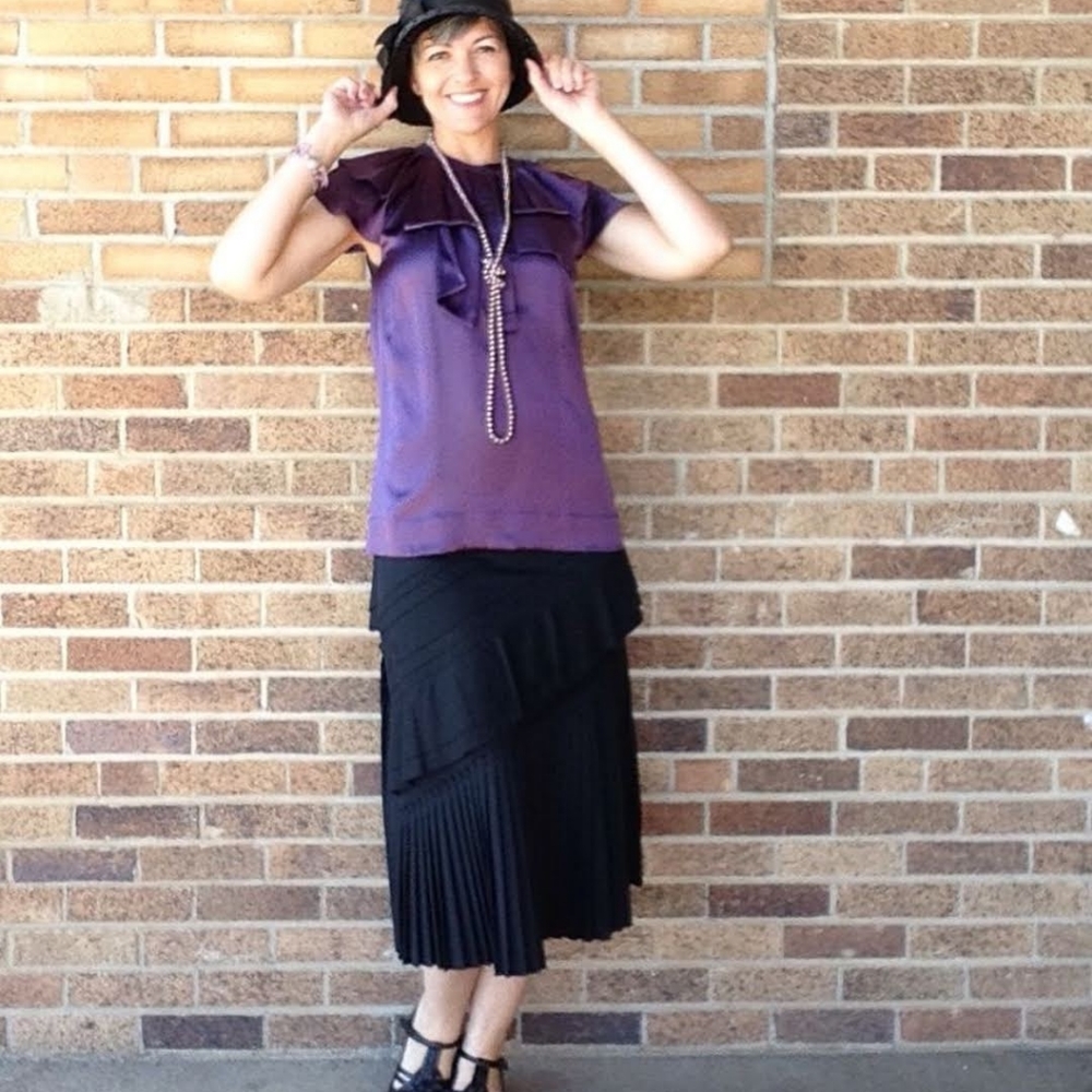 artsy LINDA BERTOZZI layered A-line skirt S (E6)